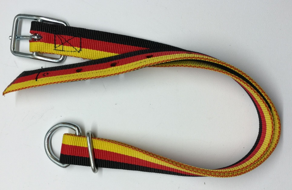 Bild 1 von Halsgurt für Rinder u. Pferde, 130cm,  40mm breit  / (Farbe:) schwarz-rot-gelb